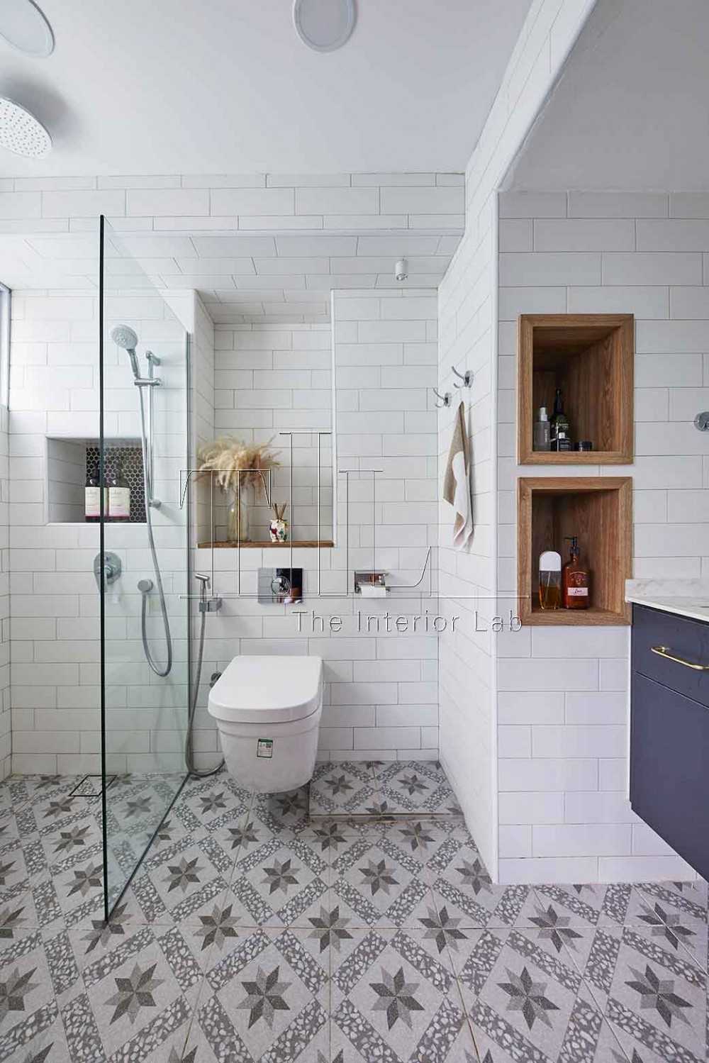 Country Bathroom with Countertop and Shower Screen