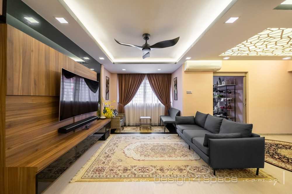 Contemporary Living Room with Wood Flooring and TV Console