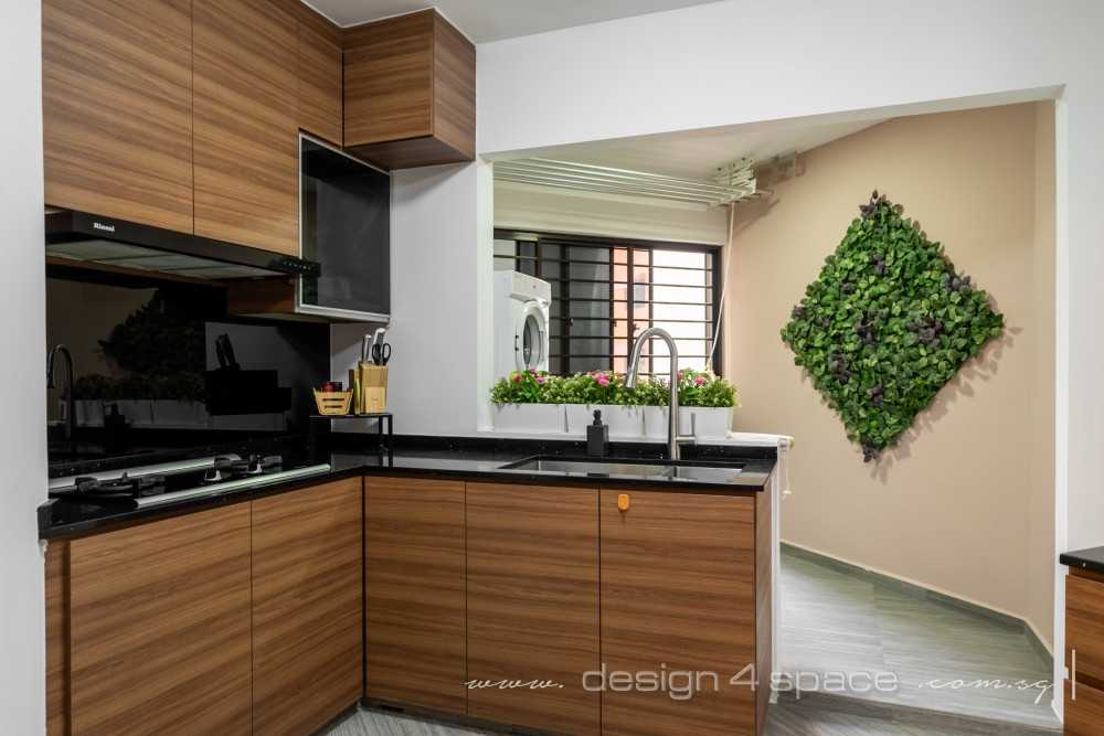 Contemporary Kitchen with Vinyl Flooring and Kitchen Window