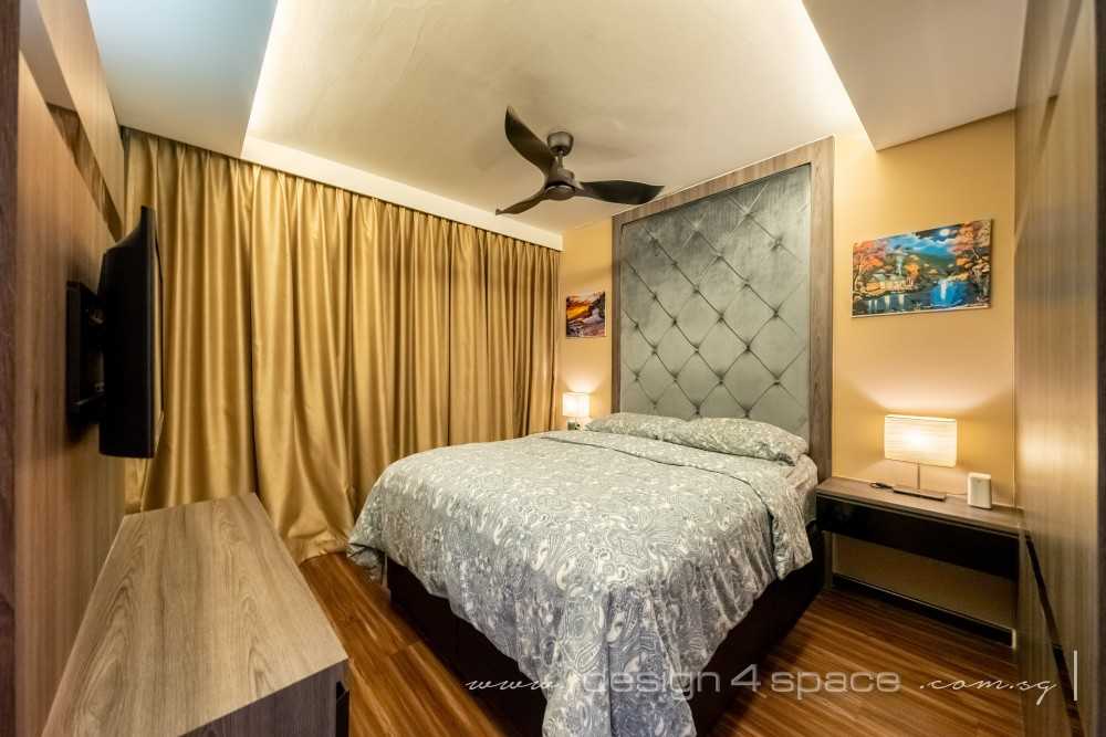 Contemporary Bedroom with Platform Bed and Vinyl Flooring