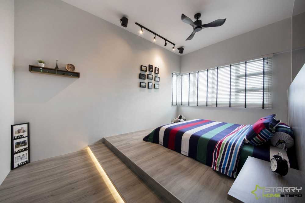 Industrial Bedroom with Bedside Table and Bed