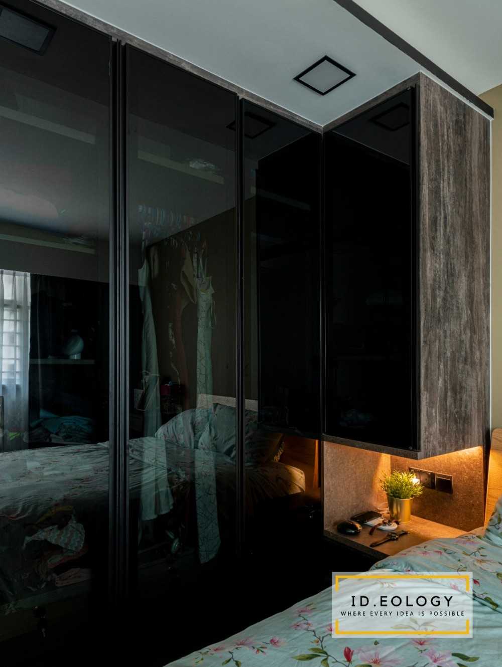 Industrial Bedroom with Granite Floor and Drop Light