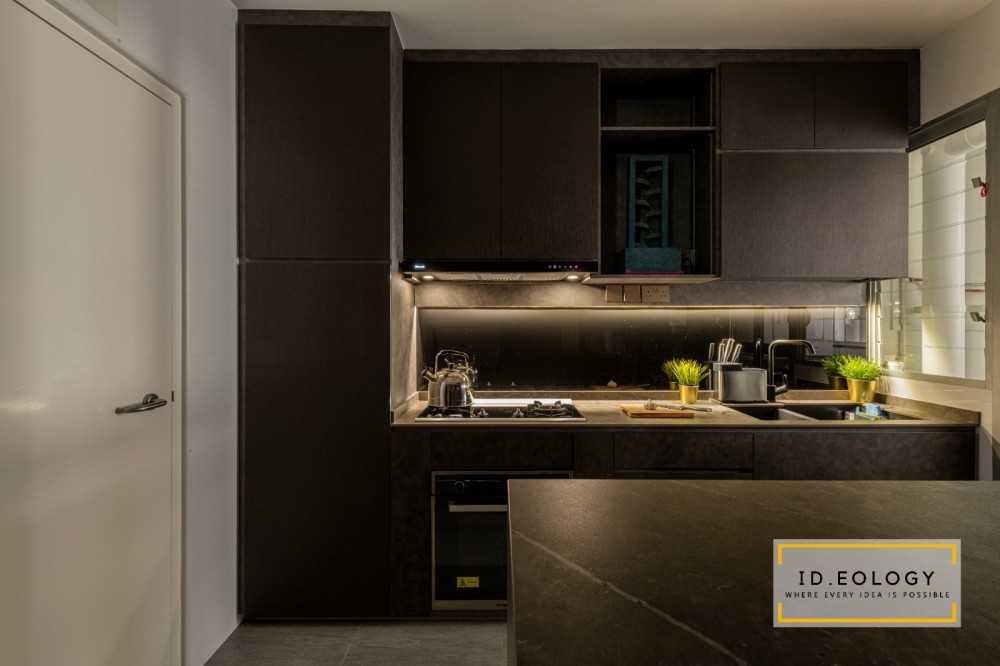 Industrial Kitchen with Parquet Floor and Cement Floor