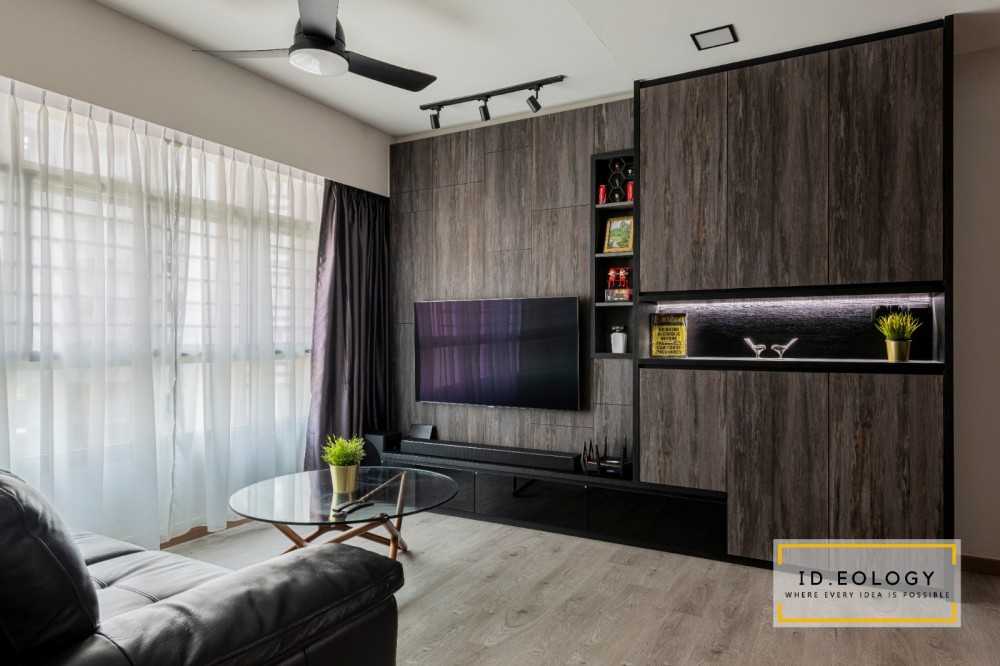 Industrial Living Room with Granite Floor and Marble Floor
