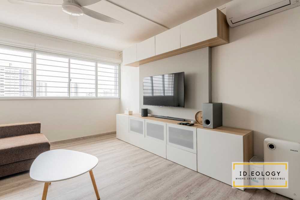 Scandinavian Living Room with Homogeneous Tiles and Granite Floor