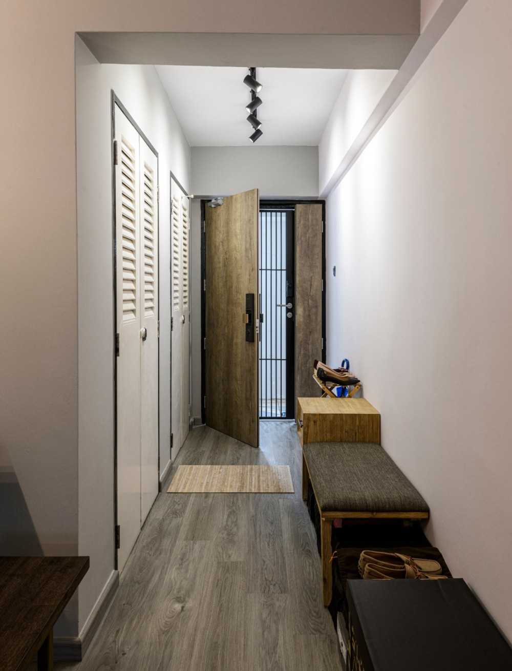 Industrial Entryway with Mirror and Coat Rack