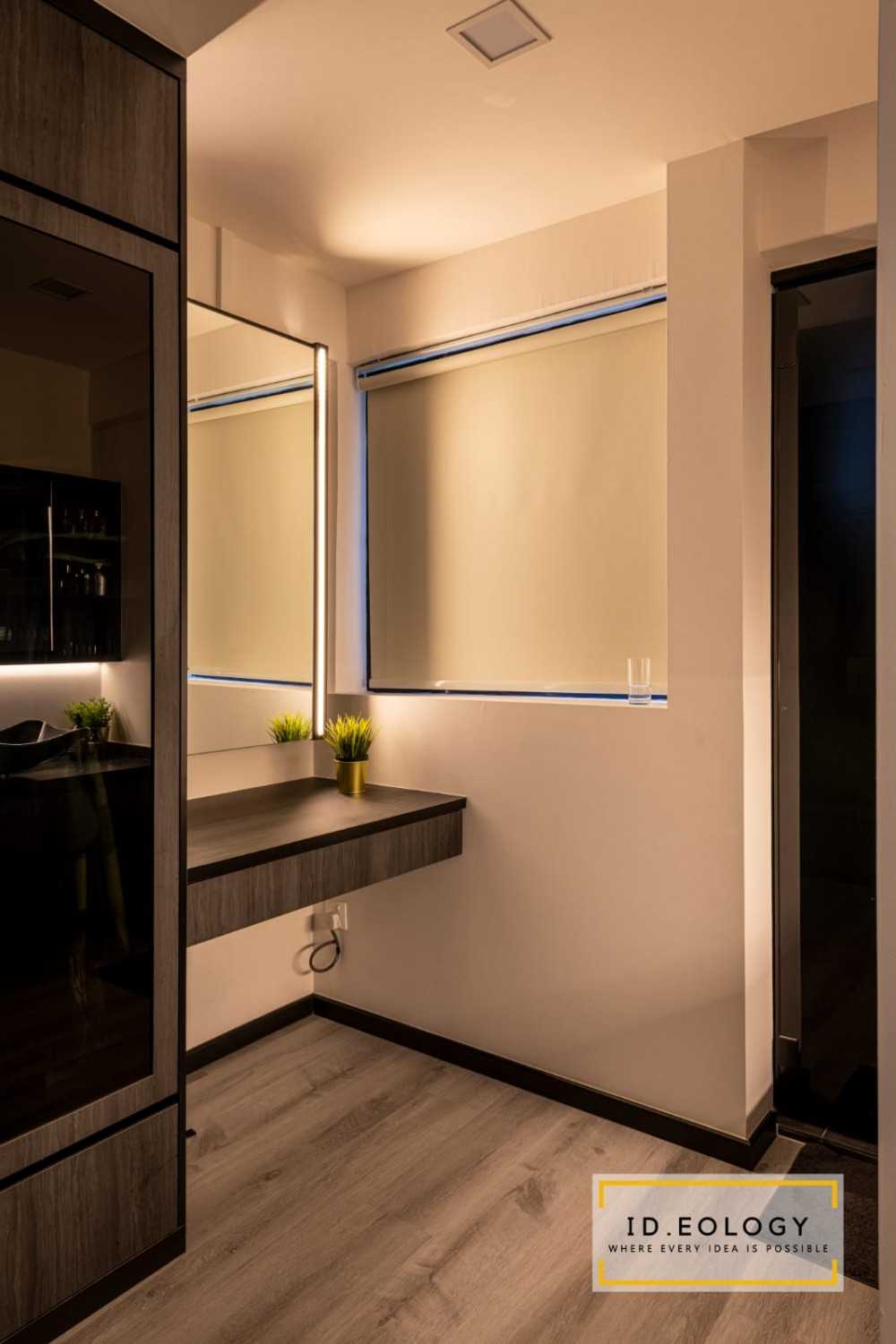 Contemporary Bedroom with Cement Floor and Wood Flooring