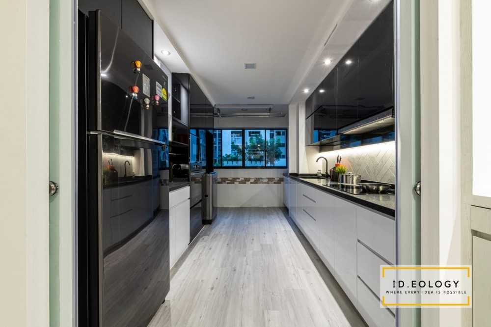 Contemporary Kitchen with Granite Floor and Kitchen Window