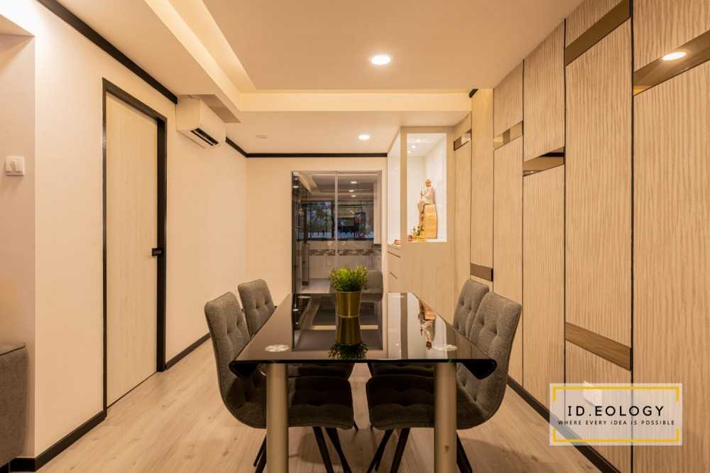 Contemporary Dining Room with Seating Bench and Tableware