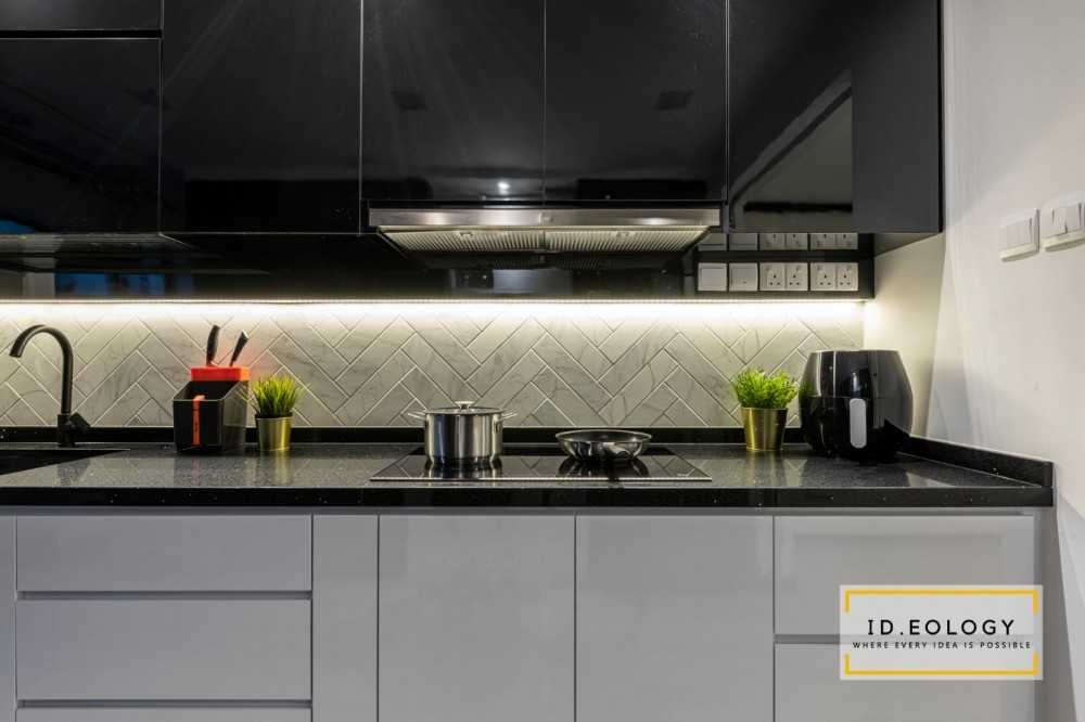 Contemporary Kitchen with Kitchen Window and Mosaic