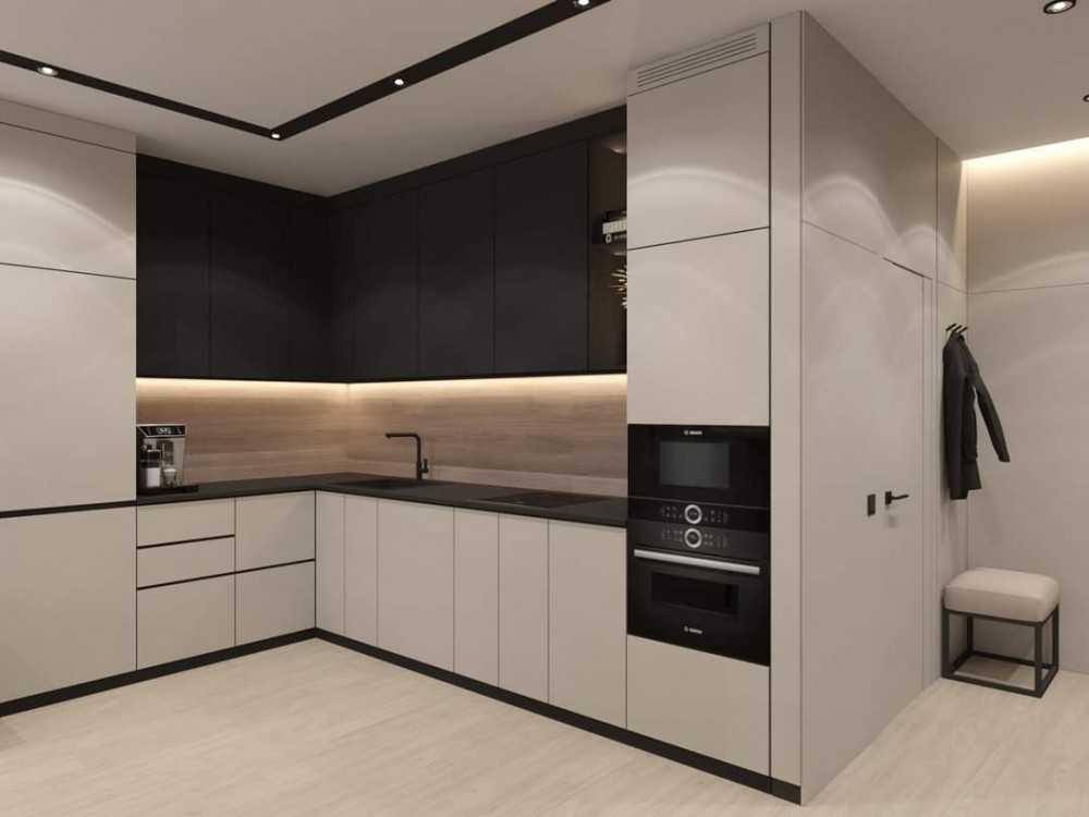 Contemporary Kitchen with Vinyl Flooring and Kitchen Island