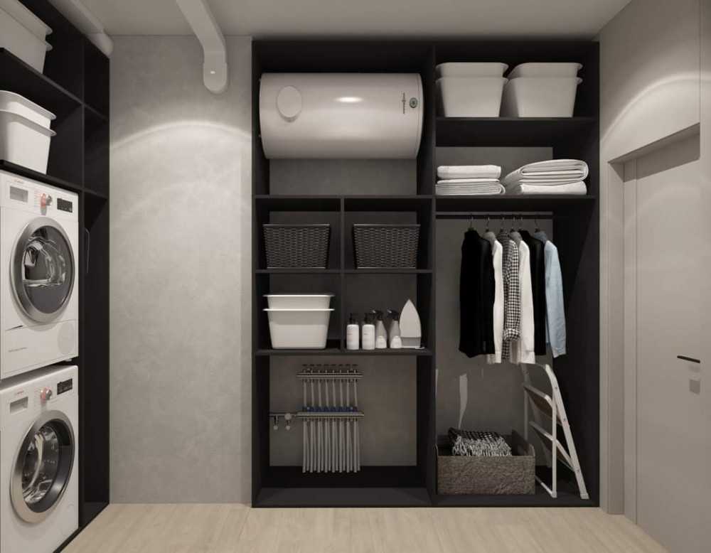 Contemporary Service Yard with Washing Machine and Laundry Area