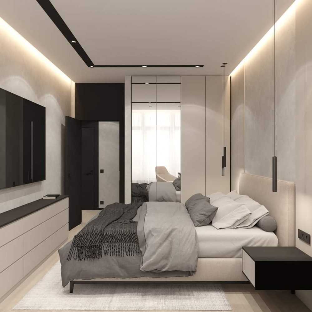 Contemporary Bedroom with Vinyl Flooring and Drop Ceiling