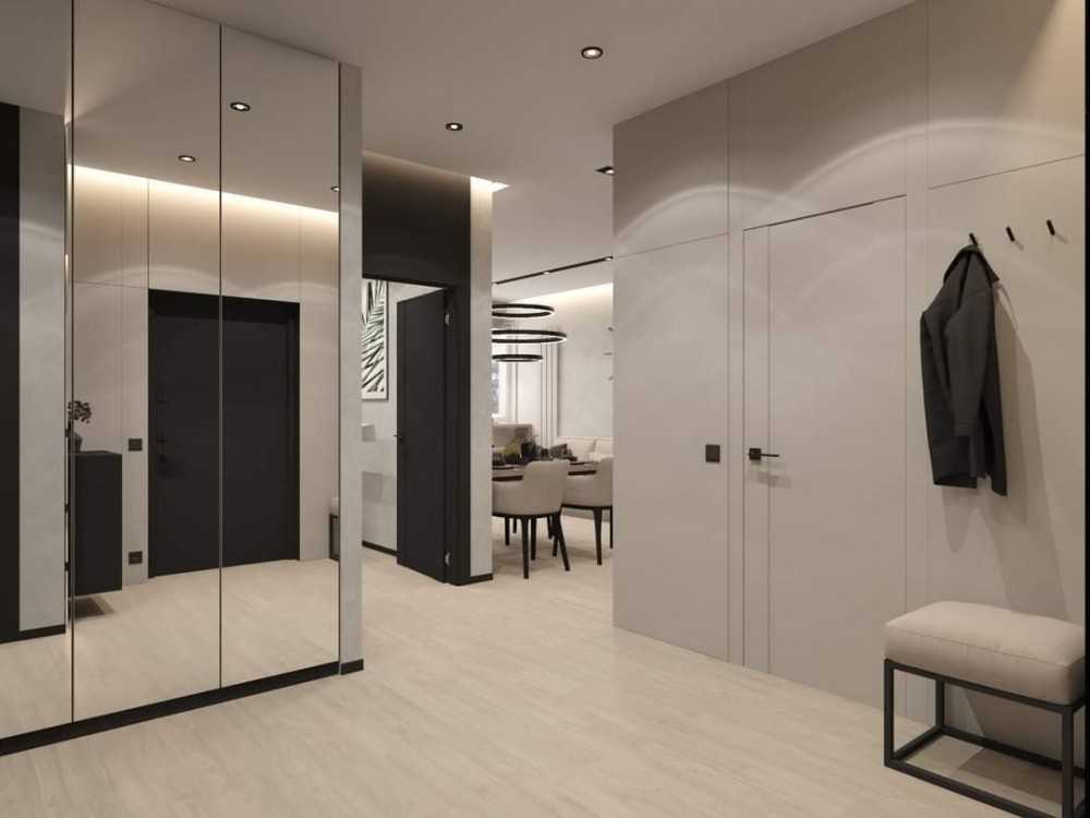 Contemporary Bedroom with Vinyl Flooring and Mirror