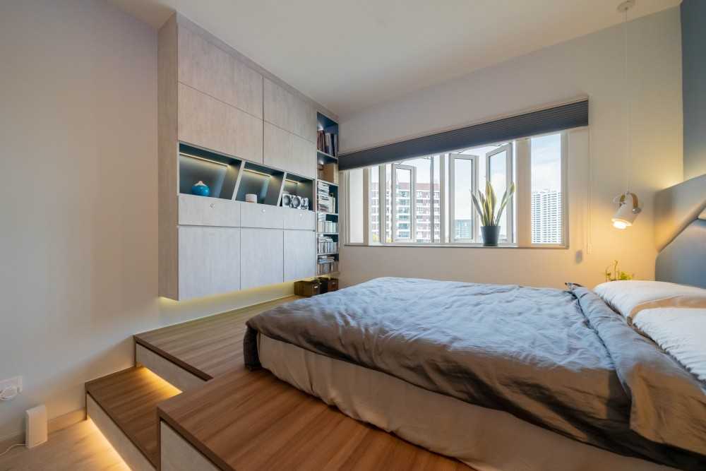 Industrial Bedroom with Wardrobe and Built-in Bed
