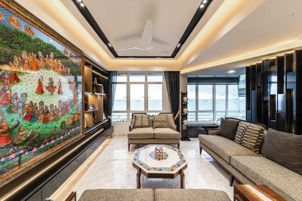 Modern Living Room with Feature Wall and Cove Lighting