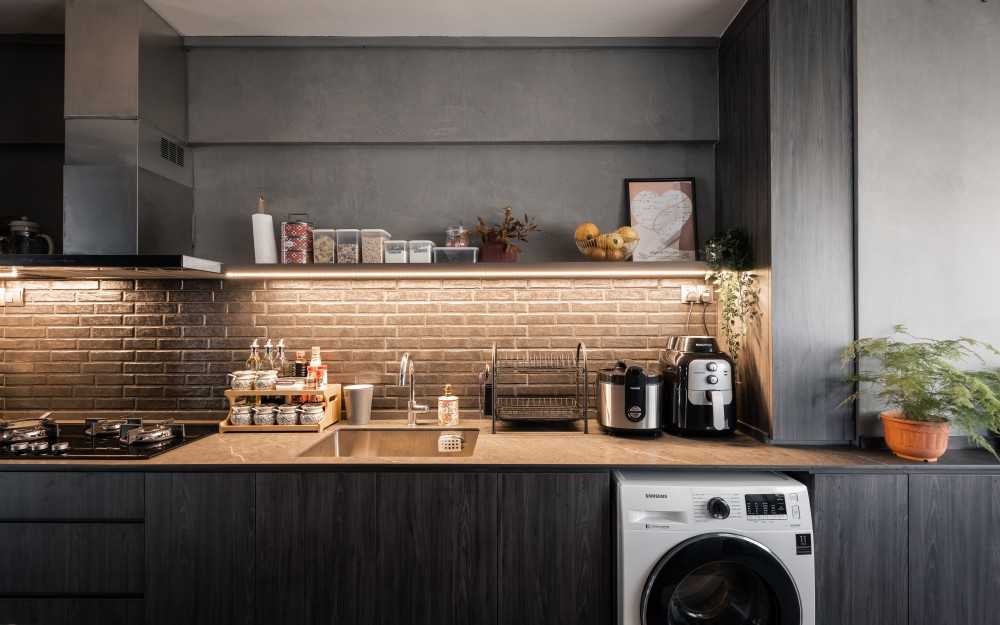 Industrial Kitchen with Countertop and Kitchen Backsplash