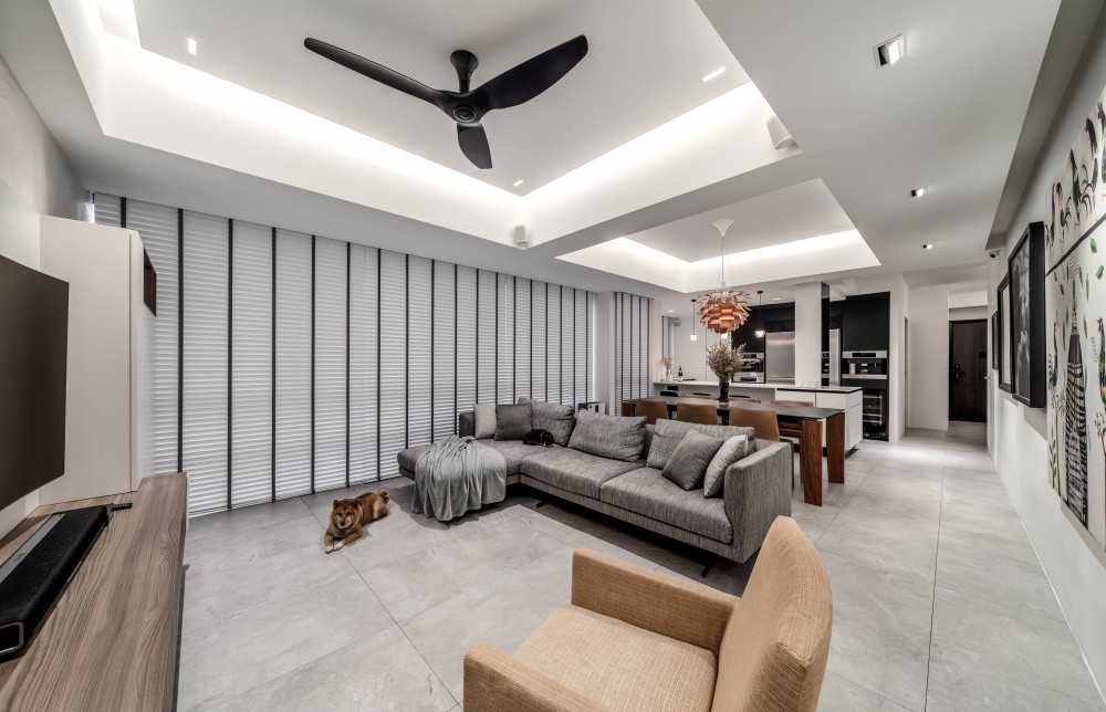 Minimalist Living Room with Sofa and Dining Table