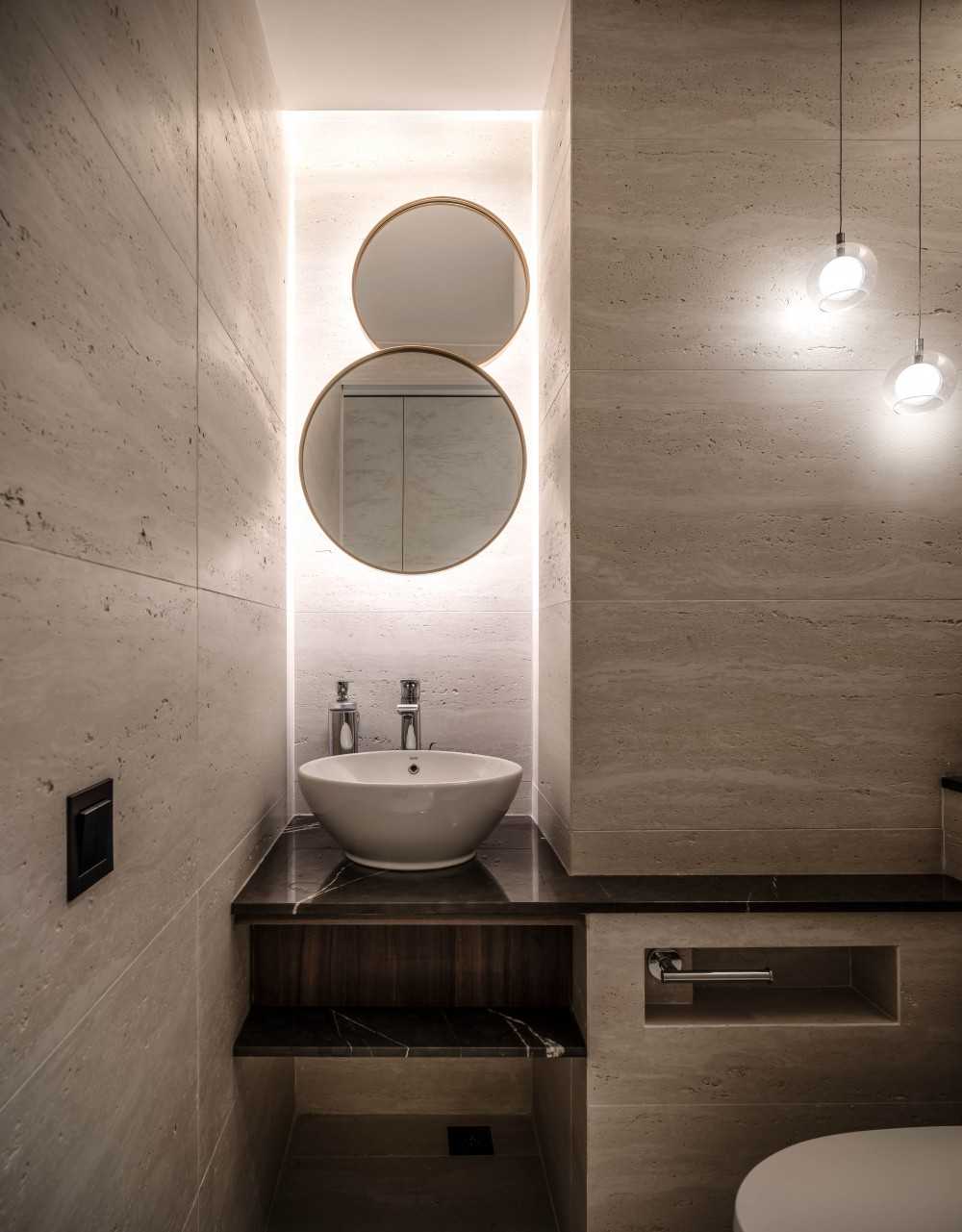 Minimalist Bathroom with Mirror and Wall Mirror