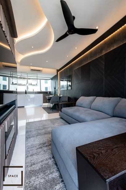 Contemporary Living Room with TV Console and Sofa