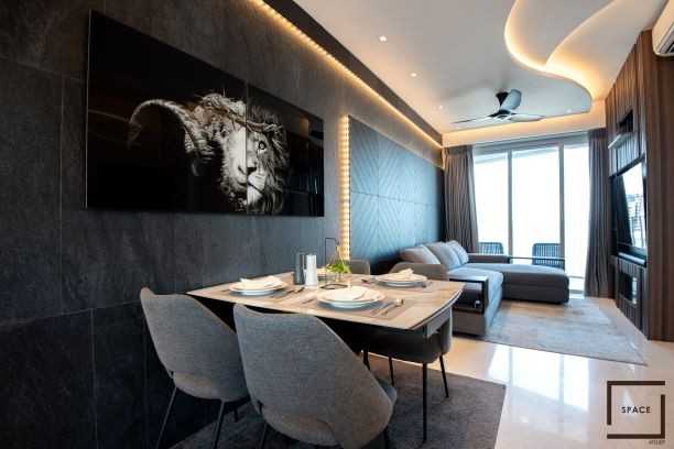 Contemporary Living Room with Ceiling Light and Sofa