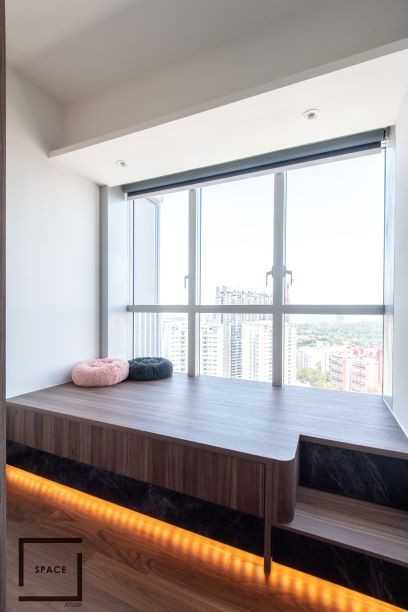 Contemporary Bedroom with Vinyl Flooring and Downlights