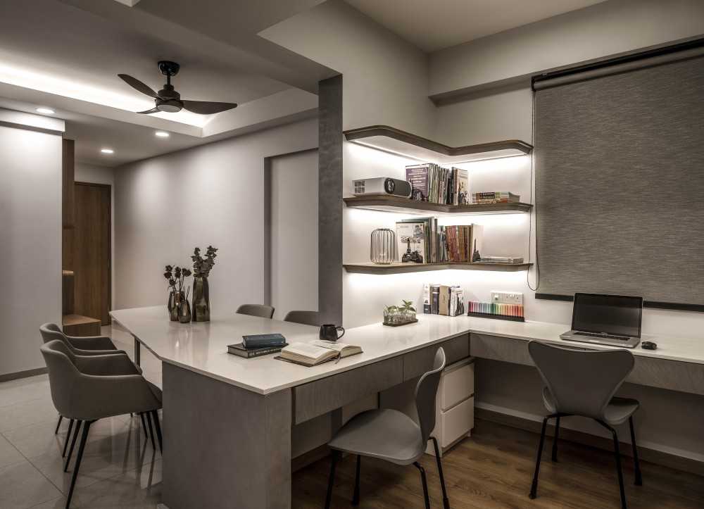 Contemporary Study with Bookshelf and Computer Table