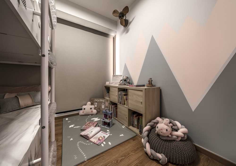 Contemporary Kids Room with Bookshelf and Toys