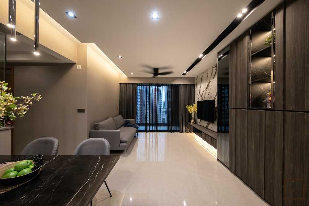 Contemporary Living Room with TV Console and Sofa