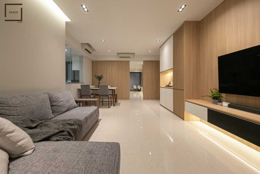 Contemporary Living Room with TV Console and Sofa