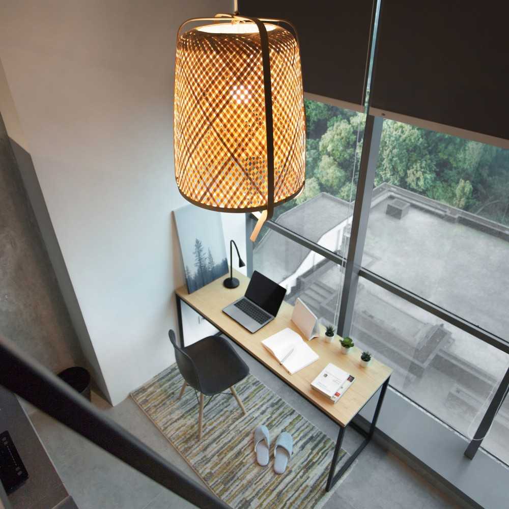 Industrial Bedroom with Bookshelf and Platform Bed