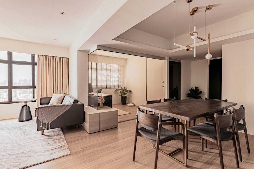 Contemporary Dining Room with Console Table and Tableware