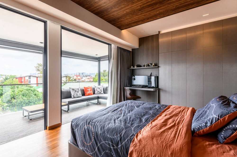 Contemporary Bedroom with Flooring and Bed