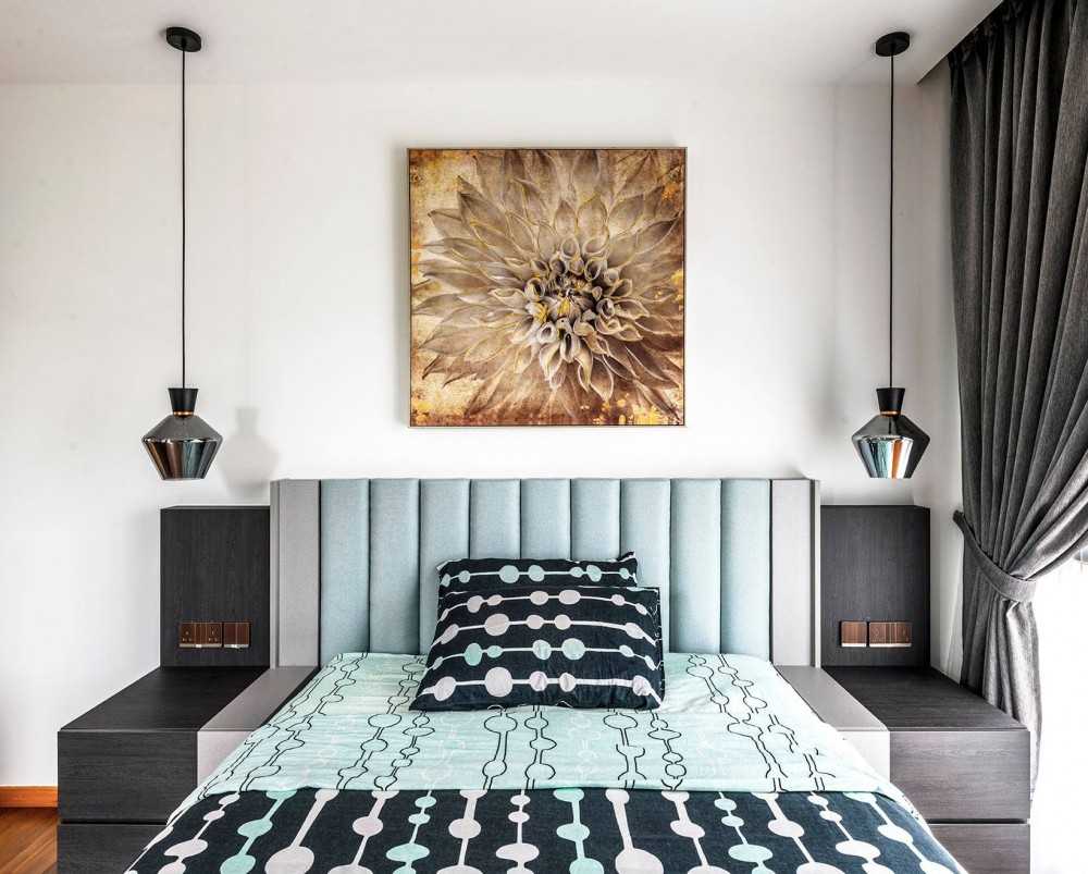 Contemporary Bedroom with Drop Light and Drop Ceiling