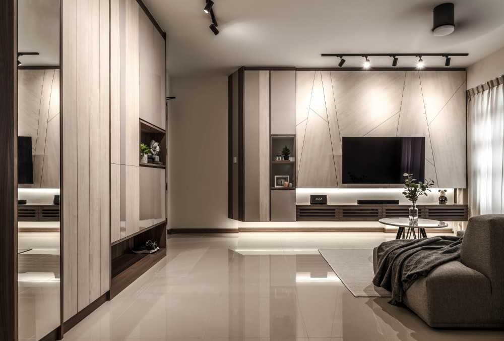 Contemporary Living Room with TV Console and Coffee Table