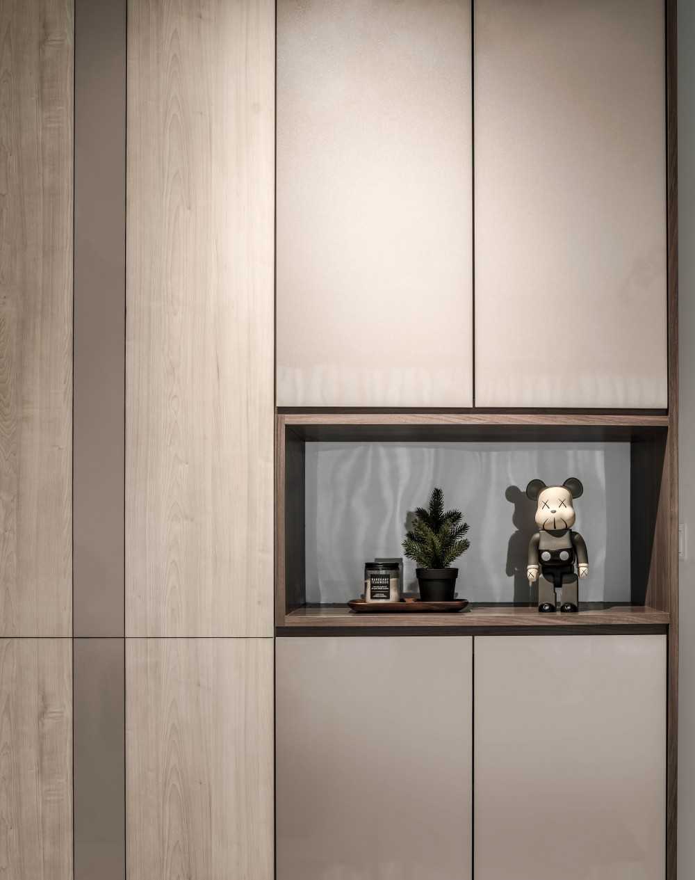 Contemporary Entryway with Shoe Cabinets and Houseplants