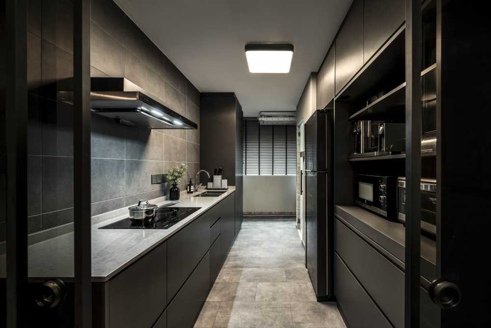 Modern Kitchen with Countertop and Refrigerator