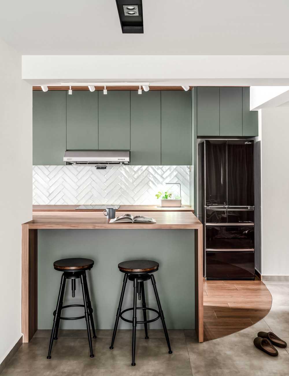 Modern Dining Room with Bar Counter and Bar Stool