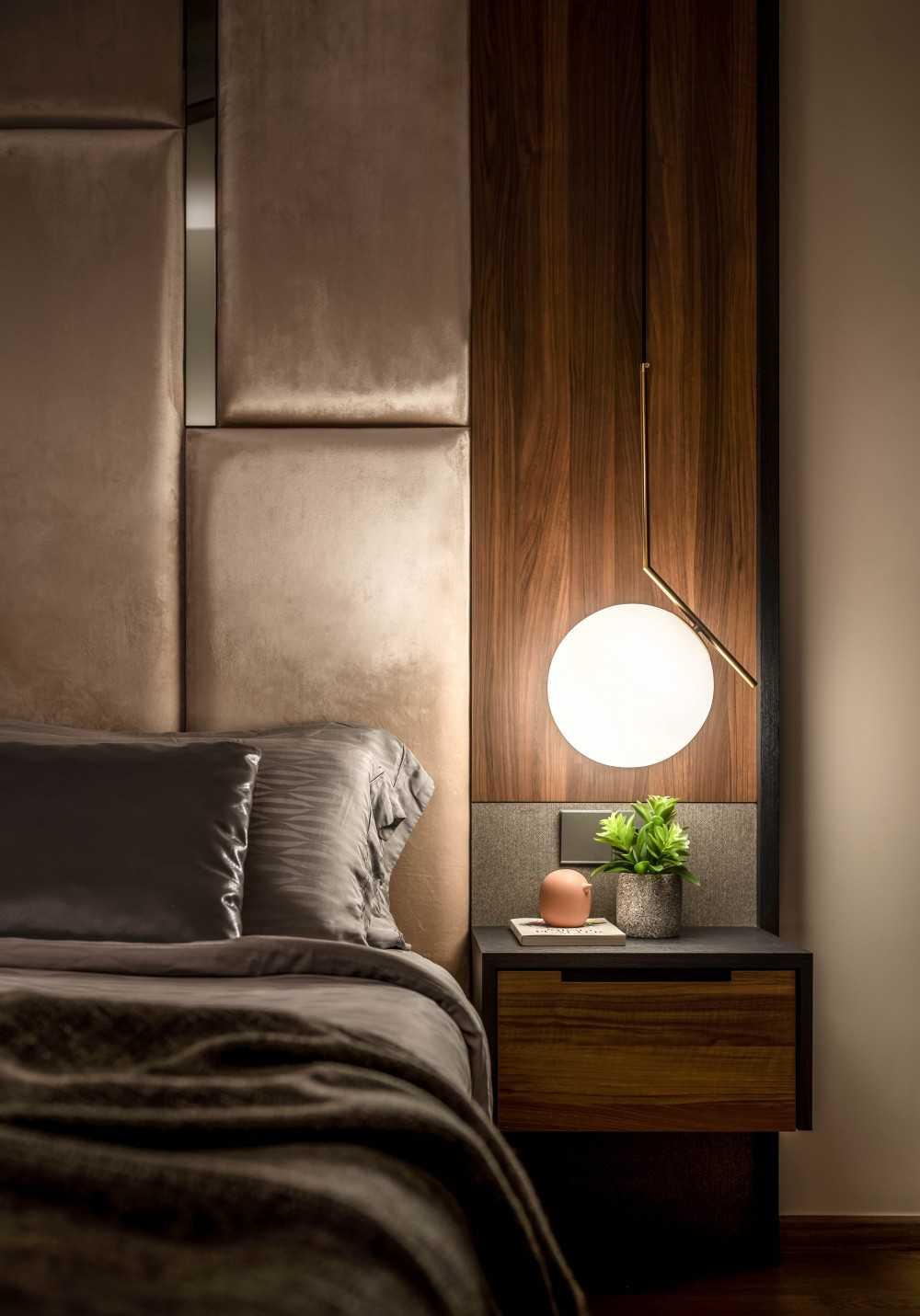 Scandinavian Bedroom with Bedside Table and Lighting