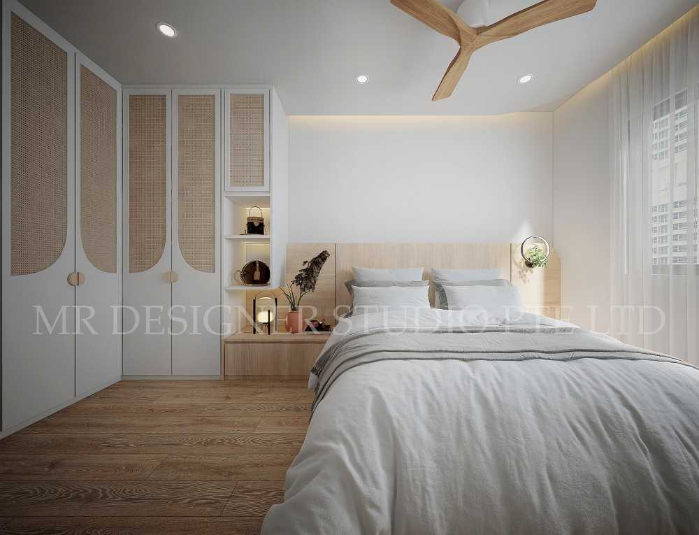 Contemporary Bedroom with Drop Ceiling and Wardrobe