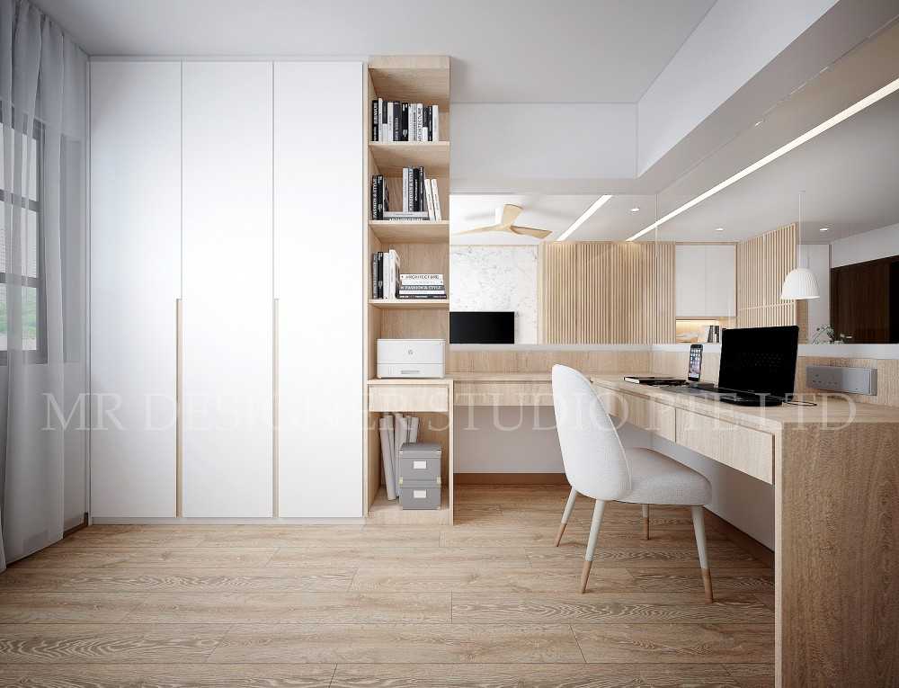 Contemporary Study with Bookshelf and Cove Lighting