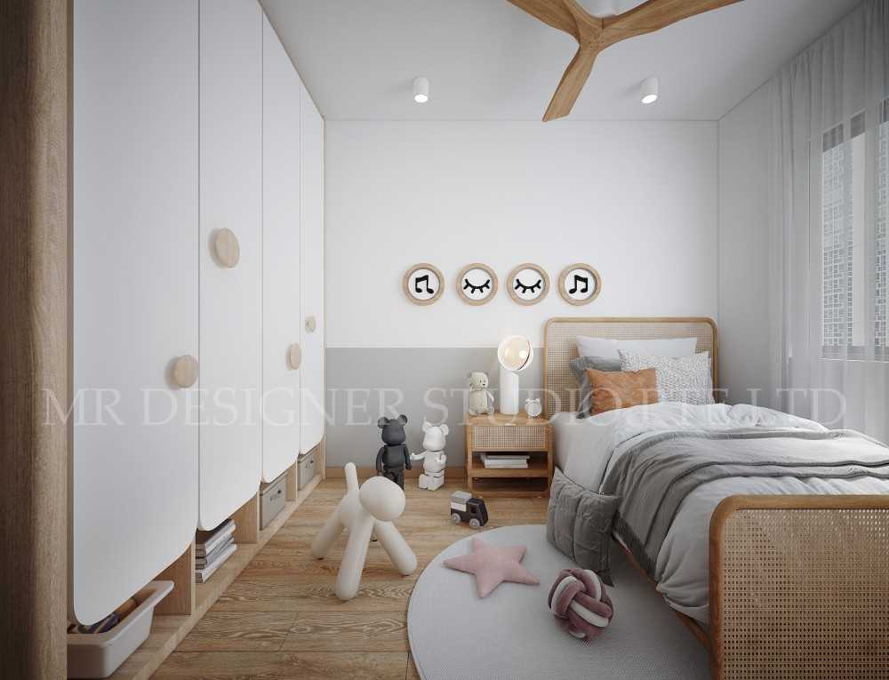 Contemporary Bedroom with Vinyl Flooring and Wardrobe