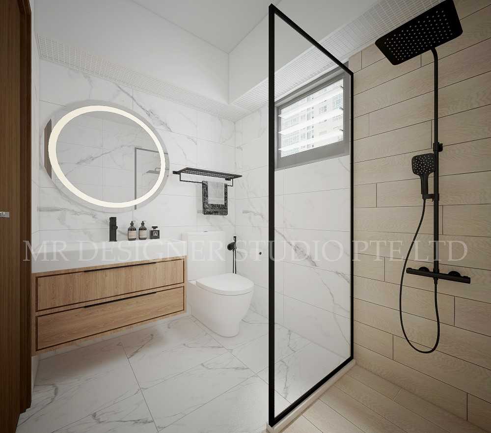 Contemporary Bathroom with Countertop and Homogeneous Tiles