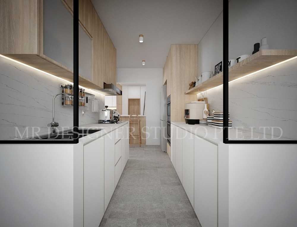 Contemporary Kitchen with Countertop and Homogeneous Tiles