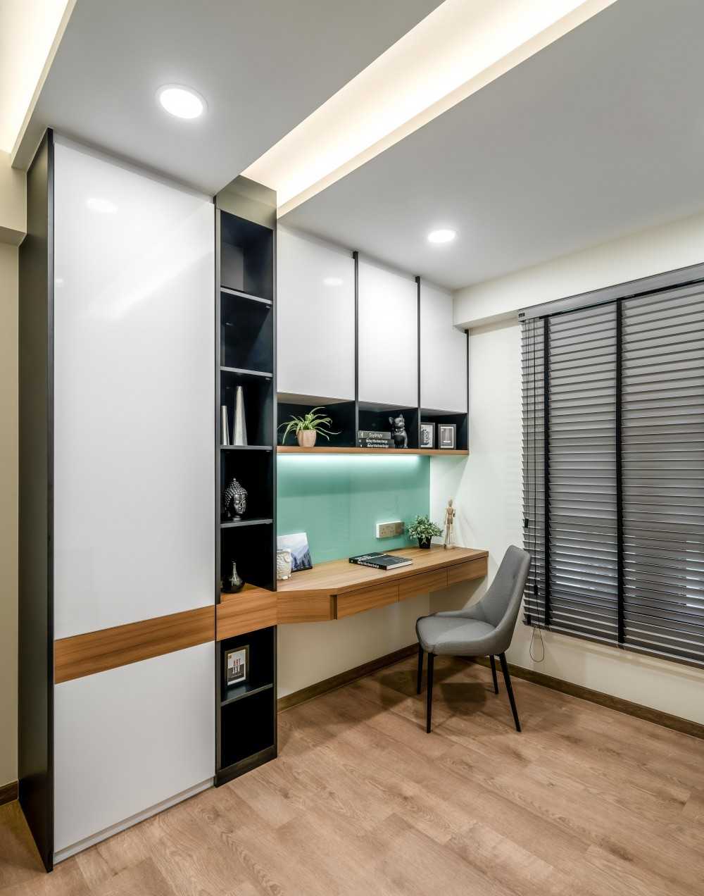 Modern Workstation with Desk and Storage Cabinets