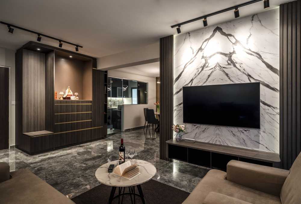 Contemporary Living Room with TV Console and Sofa