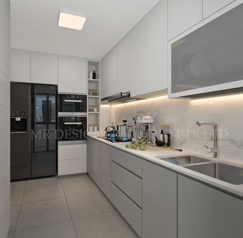 Contemporary Kitchen with Countertop and Homogeneous Tiles