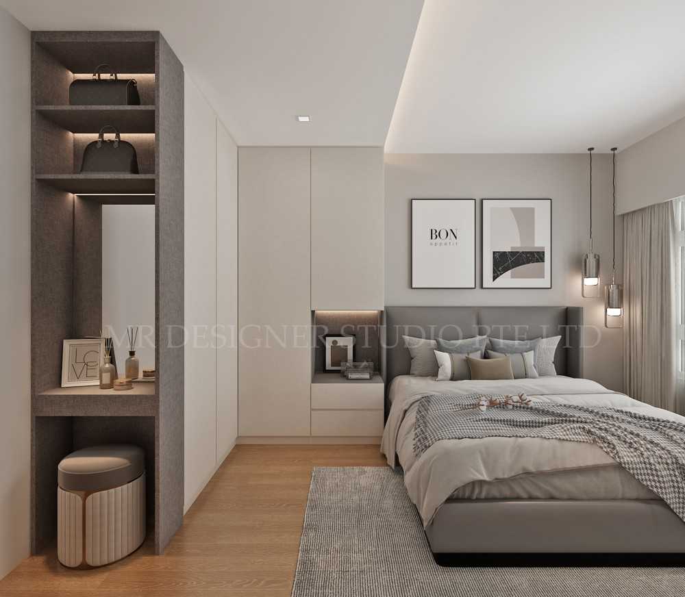 Contemporary Bedroom with Vinyl Flooring and Cove Lighting