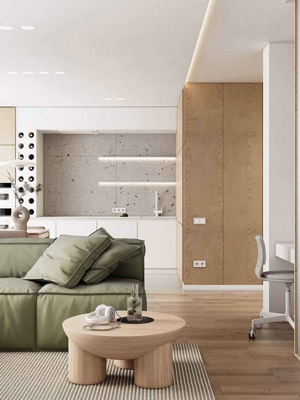 Contemporary Study with Vinyl Flooring and Breakfast Counter