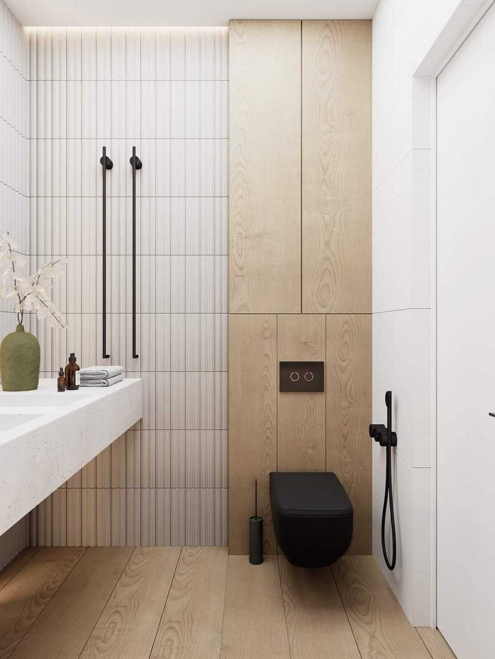 Contemporary Bathroom with Homogeneous Tiles and Mirror